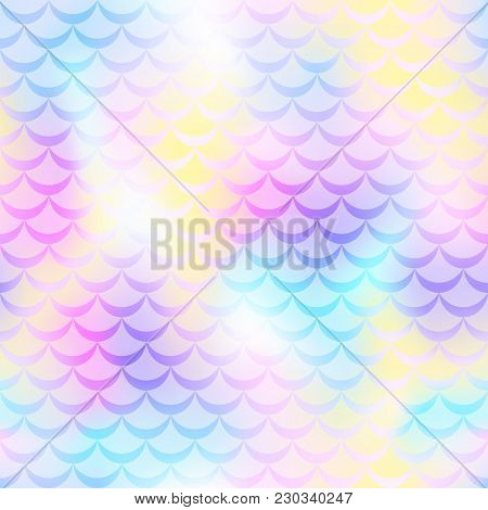 Pink Blue Mermaid Vector Background. Pearl Color Iridescent Background. Fish Scale Pattern. Mermaid 