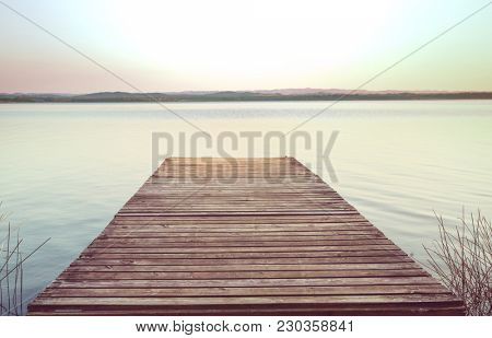 Sunset scene at the lake Peten Itza, Guatemala. Central America.