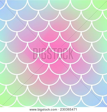 Squama On Trendy Gradient Background. Square Backdrop With Squama Ornament. Bright Color Transitions
