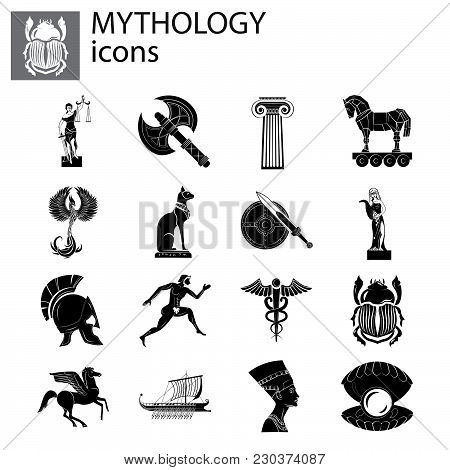 Mythology Set Vector Black On White Background