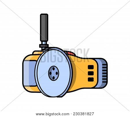 Angle Grinder Construction Electric Tool. Flat Style Icon Of Angle Grinder. Vector Illustration.