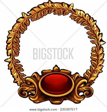 Ornate Gold Frame Round Shape. Interior Design. The Vector Image.