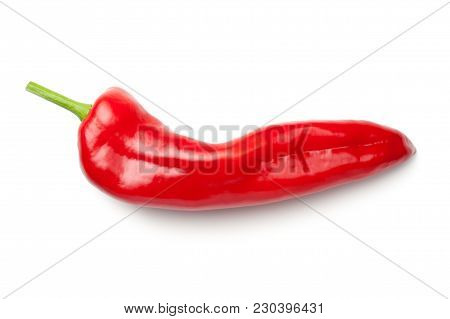 Red Pepper Isolated On White Background. Ramiro Pepper. Top View