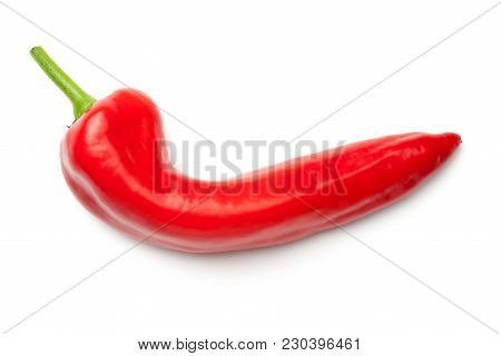 Red Pepper Isolated On White Background. Ramiro Pepper. Top View