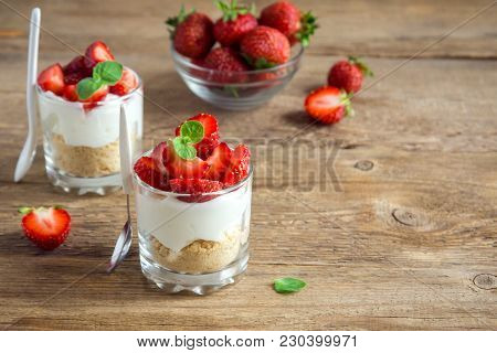 Strawberry Cheesecake In Glasses