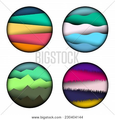 Abstract, Color Paper Circular Banner, Button, Rosette Or Logo, Background Template For Brand Name D