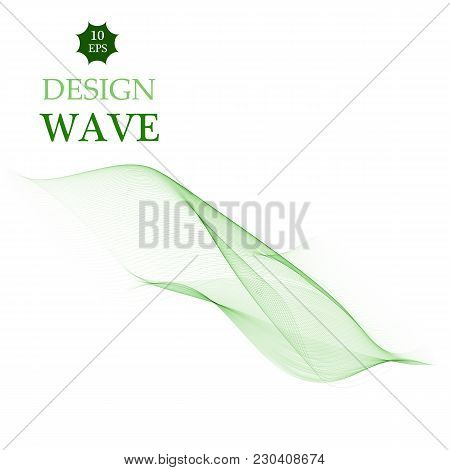 Abstract Vector Background, Green Waved Lines For Brochure, Website, Flyer Design. Illustration Eps1
