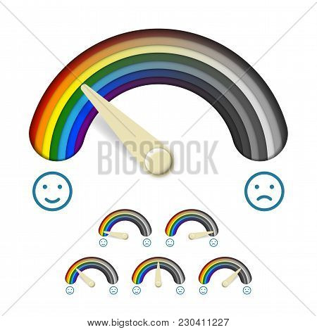 Depression Meter Concept Vector. Design Element Illustration Of Happiness, Joy, Emotion, Customer Or