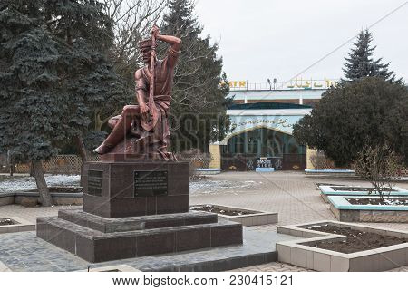 Evpatoria, Crimea, Russia - February 26, 2018: Monument To The Songwriter Ashik Omer In The City Of 