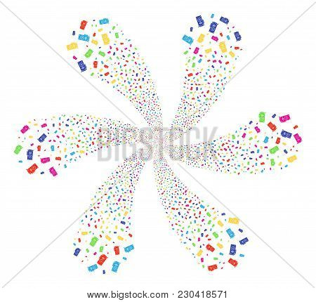 Bright Video Gpu Card Spiral Flower Cluster. Hypnotic Flower With Six Petals Done From Scattered Vid