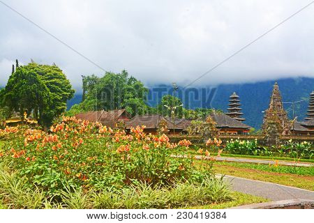 A Beutiful Temple. One Of The Corner Ulundanu Temple In Bali, Indonesia.
