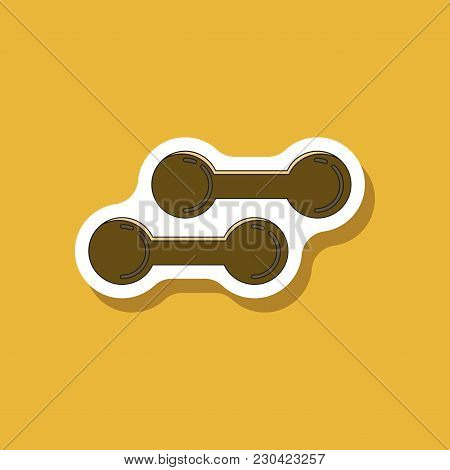 Paper Sticker On Stylish Background Dumbbells Sport