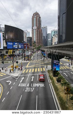 Kuala Lumpur, Malaysia - December 31,2017 : Bukit Bintang Area Is Kuala Lumpur Golden Triangle Comme