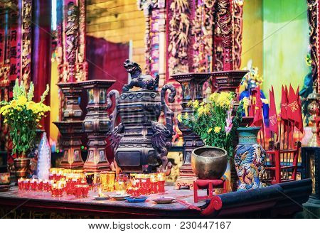 Objects For Praying At Ong Temple In Can Tho, Vietnam