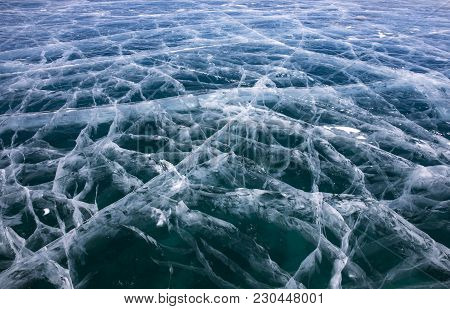 Surface Of A Frozen Lake Khuvsgul In Northern Mongolia