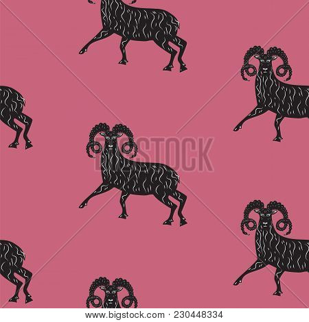 Pattern Ram With Big Horns Background Color Art Abstract Modern Creative Vector