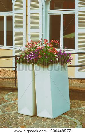 Flowerbed In The City Center Of Baden-baden In Baden-wurttemberg, In Germany. Baden Baden Is A Spa T