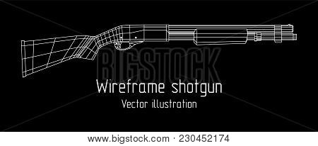 Shotgun Rifle Hunting Carbine Wireframe Low Poly Mesh Vector Illustration