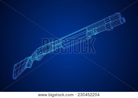 Shotgun Rifle Hunting Carbine Wireframe Low Poly Mesh Vector Illustration