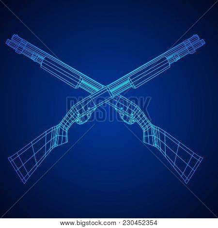 Shotgun Rifle Hunting Carbine Wireframe Low Poly Mesh Vector Illustration
