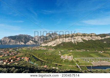The Lake Garda (lago Di Garda Or Benaco) Of Glacial Origin, Sarca River And Torbole, Small Town In T