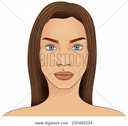 Woman Face Cartoon Illustration Isolated On White Background