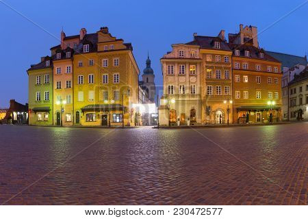 Castle Square In The Morning, Warsaw, Poland.