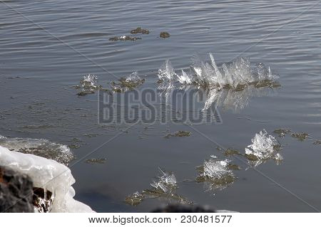 The Water Of Het Markermeer In Winter With Ice Sculptures