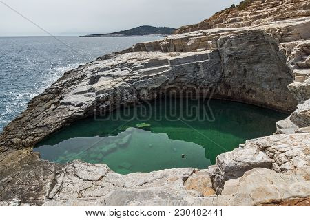 Giola Natural Pool In Thassos Island, East Macedonia And Thrace, Greece