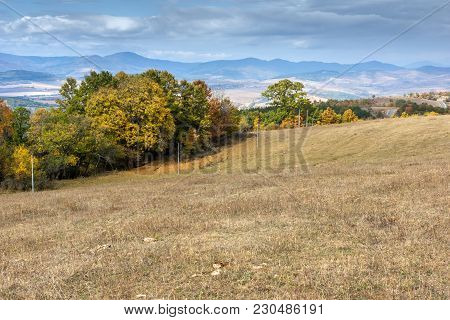 Autumn Panoramic View Of Cherna Gora Mountain, Pernik Region, Bulgaria
