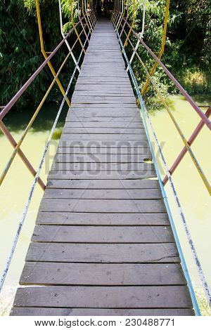 Image Of Suspension Bridge Across A River