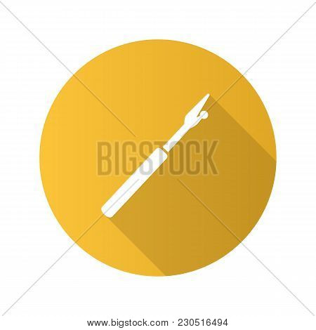 Sewing Seam Ripper Flat Design Long Shadow Glyph Icon. Stitch Unpicking Tool. Vector Silhouette Illu