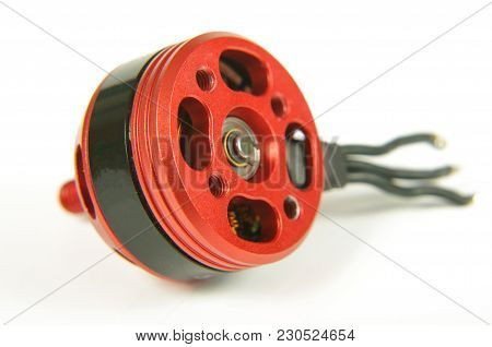 Brushless Motor With Wires Isolated On The White Background