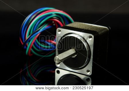 Stepper Motor With Wires And Connector Isolated