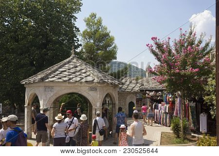 Mostar, Bosnia And Herzegovina - August 17 2017: Outdoor Area Of Koski Mehmed Pasha Mosque In Mostar