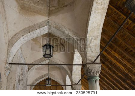 Mostar, Bosnia And Herzegovina - August 17 2017: Ceiling Detail Of Karadjoz-bey Mosque In Mostar
