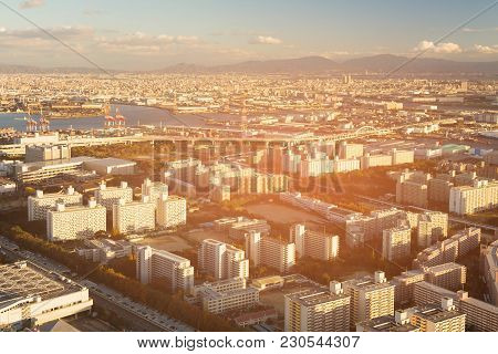 Osaka Central Business Downtown, Japan Cityscape Background