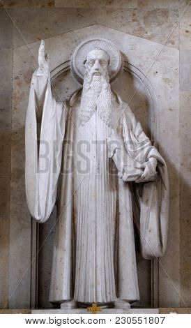MUNSTERSCHWARZACH, GERMANY - JULY 09: Saint Benedict, altar in Munsterschwarzach Abbey, Benedictine monastery, Germany on July 09, 2017.