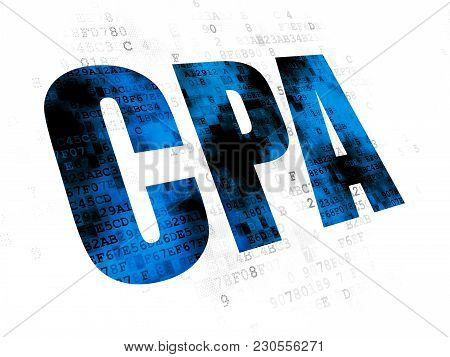 Finance Concept: Pixelated Blue Text Cpa On Digital Background