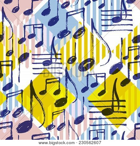 Vector Seamless Pattern With Music Notes