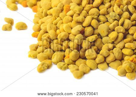 Flower Bee Pollen Isolated On A White Background. Natural Remedy For Immunity Enhancement. Beekeepin