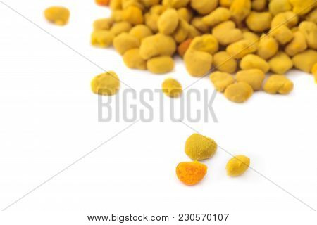 Flower Bee Pollen Isolated On A White Background. Natural Remedy For Immunity Enhancement. Beekeepin