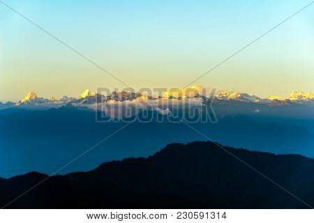 Sunset On Himalaya Peaks From Dochula Pass - Bhutan
