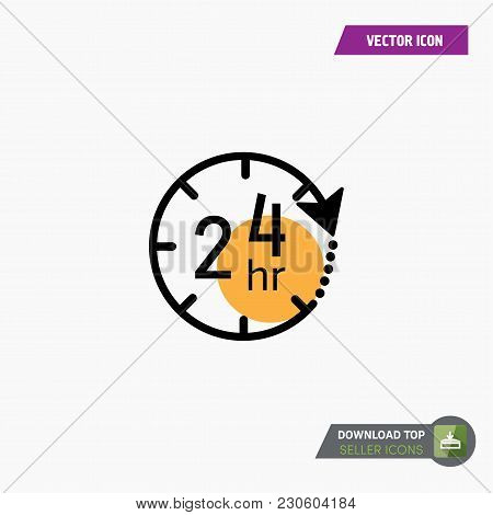 24-7 Icon Vector. Watch Timer Flat Icon For Apps And Websites. White Background.