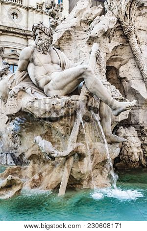 Fontana Dei Quattro Fiumi, Piazza Navona, Rome, Italy