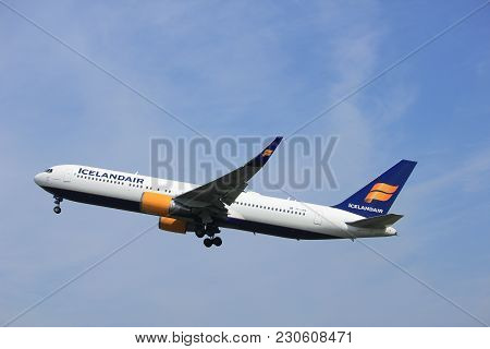 Amsterdam The Netherlands - May 6th, 2017: Tf-isn Icelandair Boeing 767-300 Takeoff From Polderbaan 
