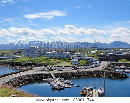 The View Of Town Of Stykkisholmur On Snaefellsnes Peninsula In The Western Part Of Iceland, July 11,