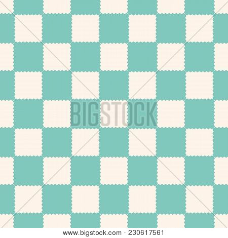 Checkered Geometric Seamless Pattern With Jagged Square Shapes. Abstract Texture In Vintage Pastel C