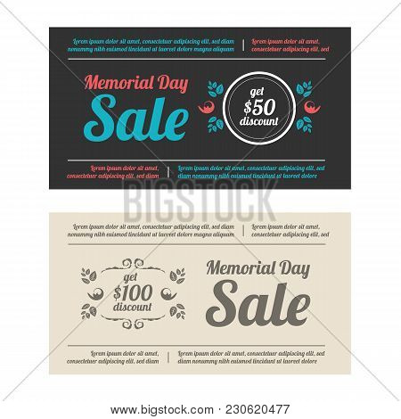 Memorial Day Sale Banners On A Black And Biege Backgrounds