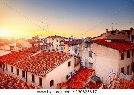 View of red roofs in Florence, Italy